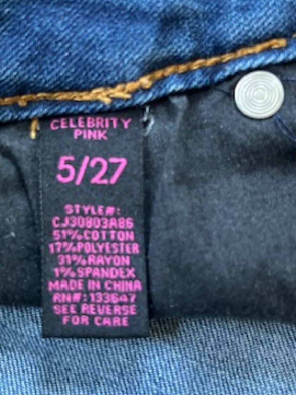 Celebrity Pink  Cutoff Cuffed Denim Jean Shorts Women's Size  5/27 - Picture 9 of 9